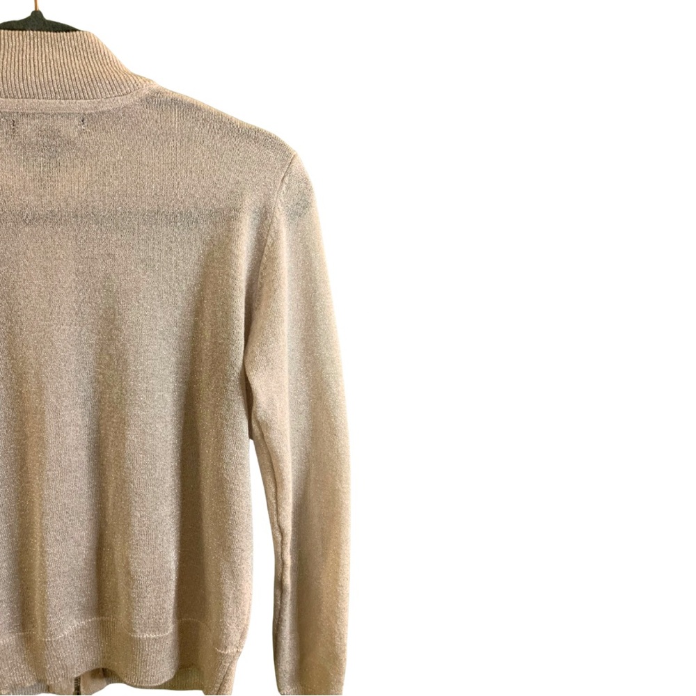 Glitter Cardigan Sweater Jacket Silver Gold Small Metallic Capsule Grandma Chic - Picture 4 of 11